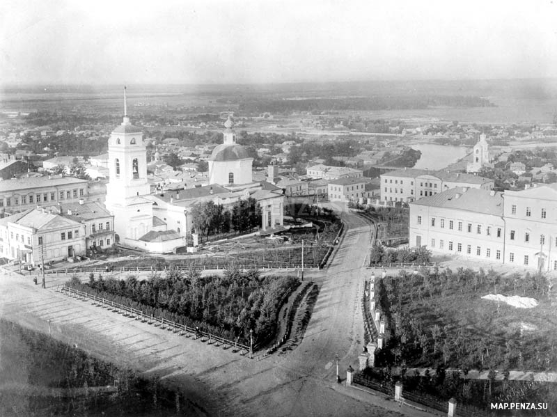 Пенза, Соборная площадь, История, Черно-белые, Достопримечательности, Панорамные, С высоты